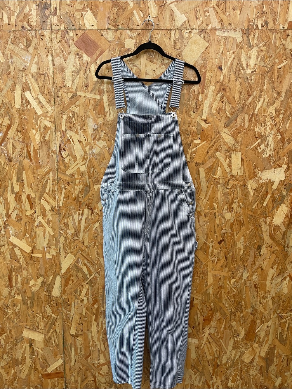 H&M Blue Pinstripe Women's Denim Overalls